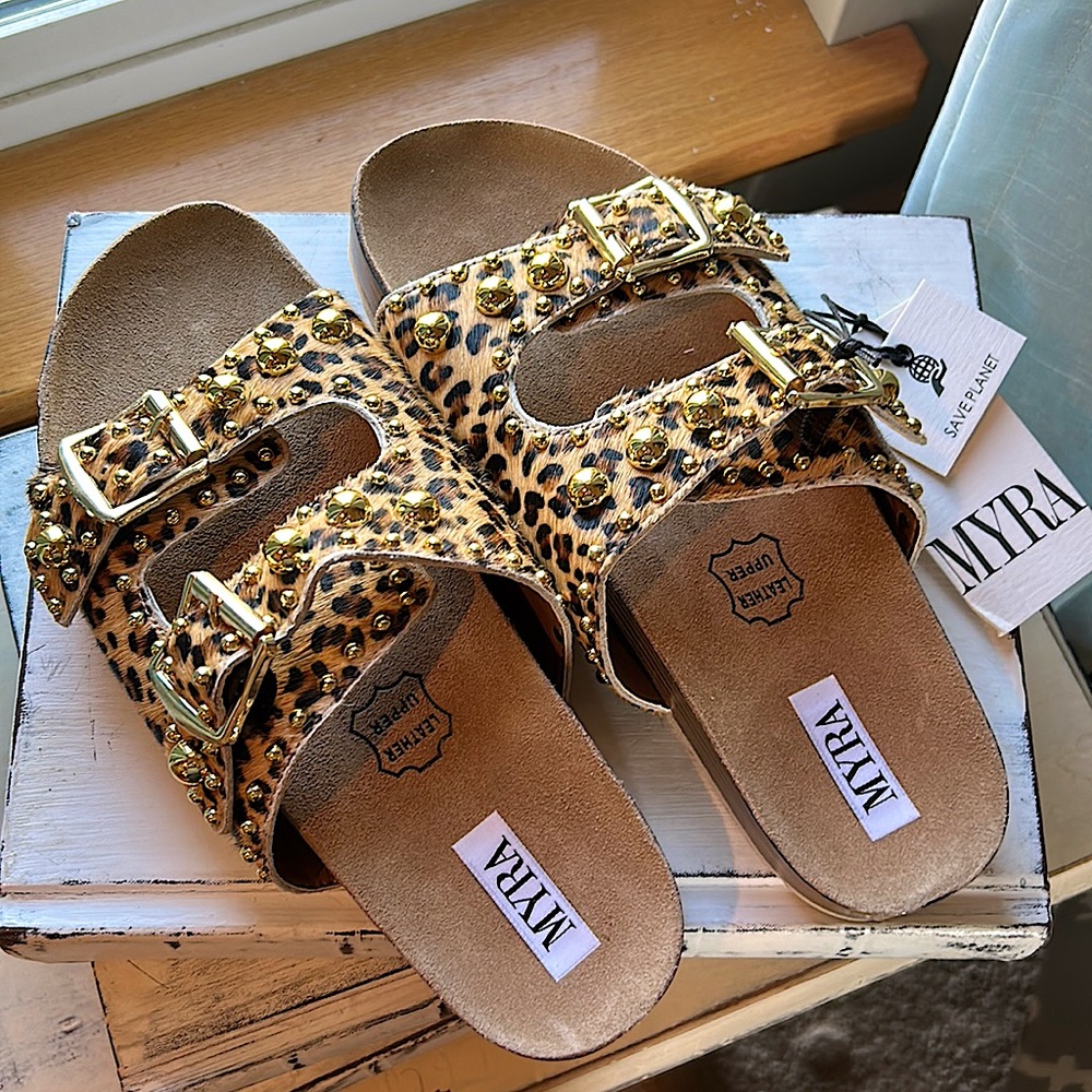 Myra Bag Ladies 9 Cheetah 🐆 Print Crum Slide Sandals
